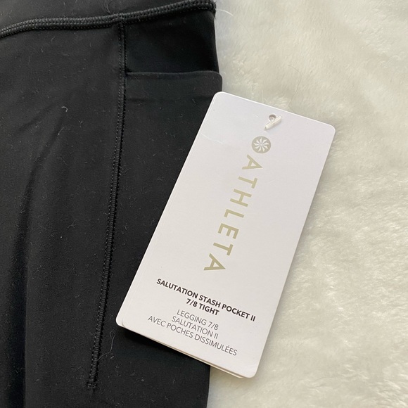 🆕ATHLETA Salutation Stash Pocket 7/8 Tight black leggings #531321 new with tags - Picture 7 of 12